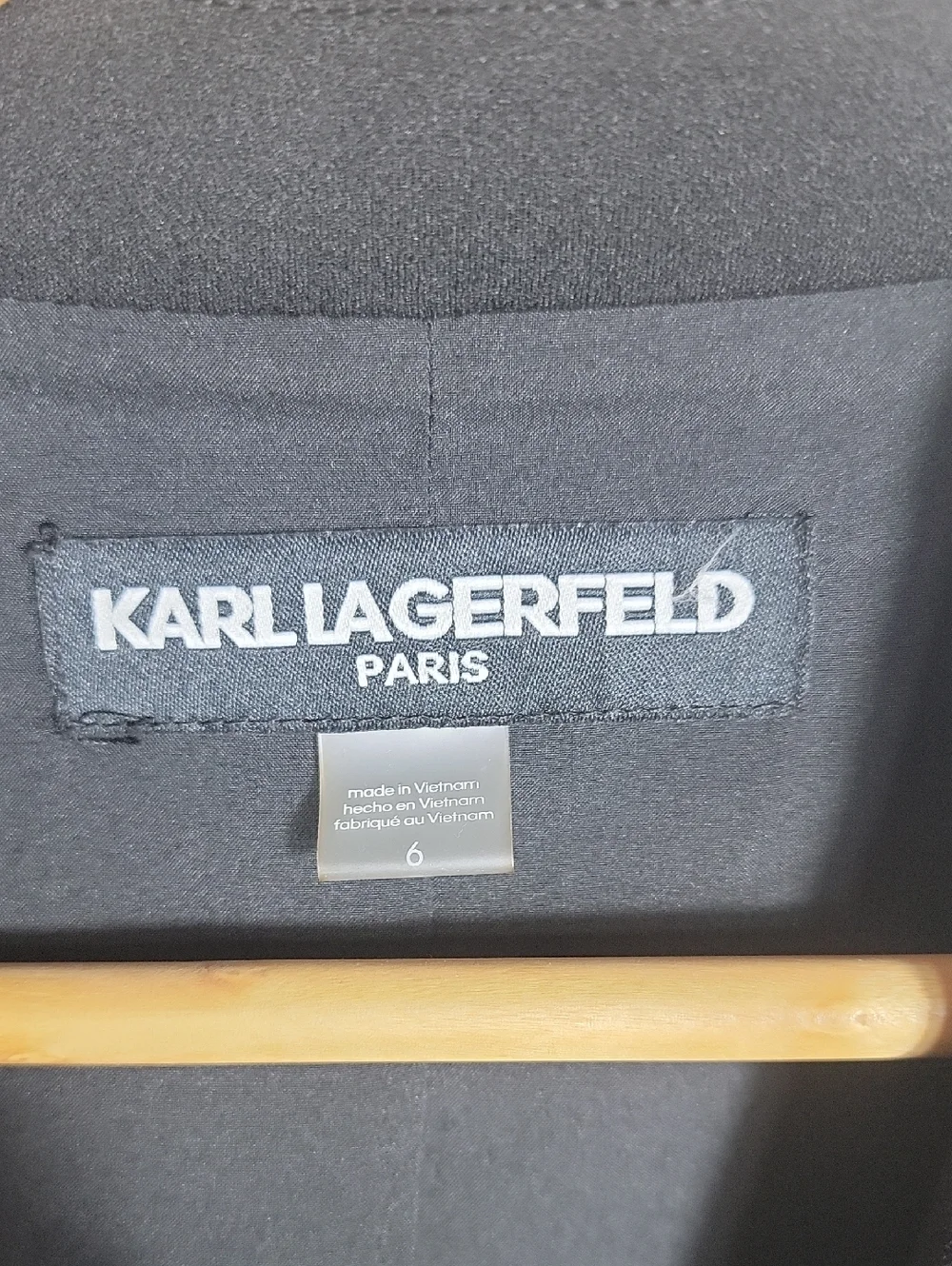 Karl Lagerfeld Black Double-Breasted Ruffle-Hem Blazer Dress Size 6 - Picture 3 of 15